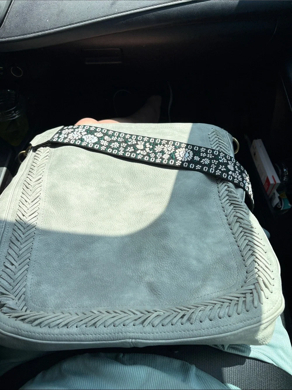 JEN &CO hobo Crossbody Bag with Floral Jacquard Strap